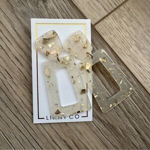 Gold and Cream Geometric Earrings